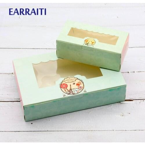 12PCS Candy Box Wedding Gift Packaging Sweet Chocolate Gifts Wrapping Packing Boxes With Window Supplies Cardboard Green