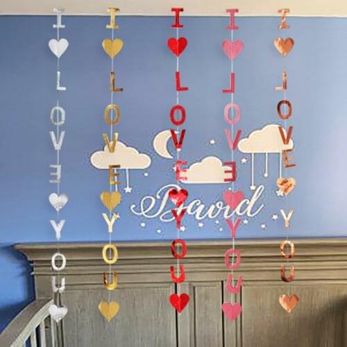 140cm I LOVE YOU Paper banner Garland pendant Wedding decoration hanging Valentines Day Bride Wedding home Decoration