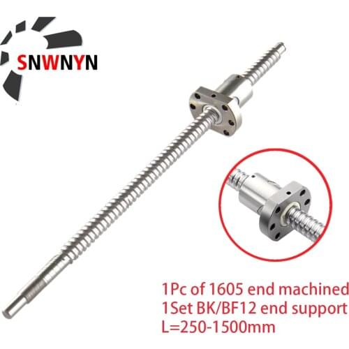 1605 Ballscrew C7 SFU1605 250 350 400 450 550 600 650mm Ball Screw 1605 flange single Ball nut BK/BF12 RM1605 End Machined CNC