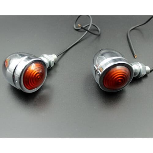 2 x Motorcycle Chrome Turn Signal Light Indicator Flasher Blinker Chopper Bobber Cafe Racer Street Bike Universal