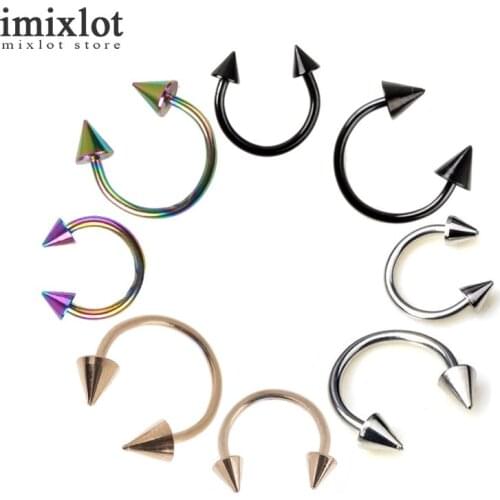 2 PCS Spike Septum Piercing Real Stainless Steel Nose Septum Ring For Men Women Cartilage Earrings Lip Nipple Eyebrow Rings