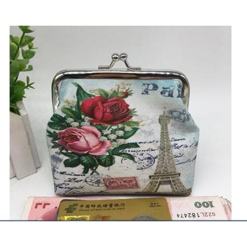 20pcs/lot! New Fashion PU Purse Kids Coin Purse Bag Women Lady Vintage Flower Small Wallet Hasp Purse