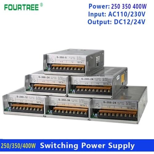 250W 350W 400W Switching Power Supply Light Transformer AC 110/220V To DC 12/ 24V Power Supply Source Adapter