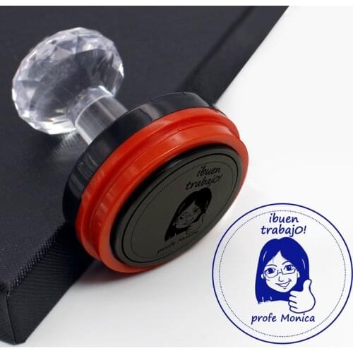 42mm Round Spanish Great Job Teacher Customized Stamp self inking for gift school assessment lo has hecho genial profe