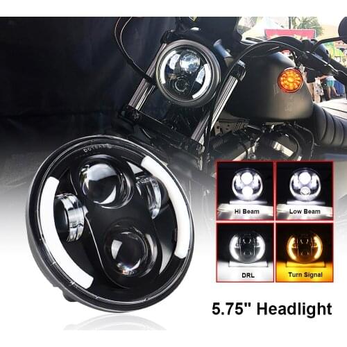 5.75 inch Led Headlight Halo Ring white DRL Turn Signal for Dyna Sportster 883 XL883 FXCW Softail 5 3/4" Headlamp Black