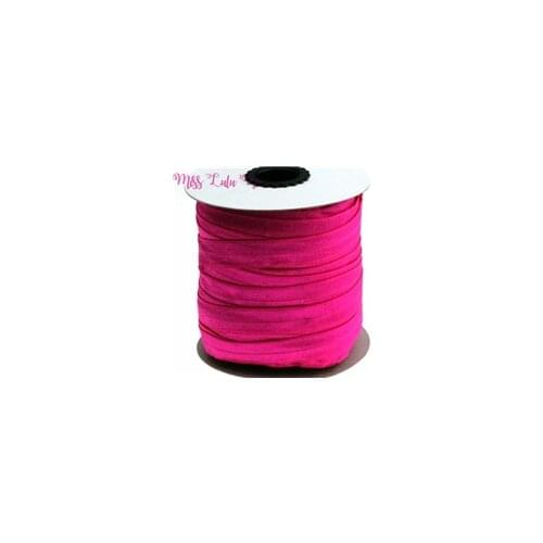 5/8"16mm shocking pink foe solid color matt fold over elastic ribbon headwear sewing elastic band decoration crafts 50yards