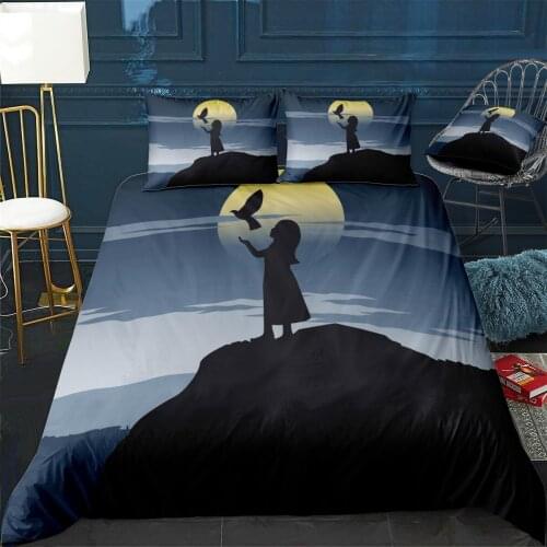 A Girl Releases The Bird Quilt Cover Pillowcase 3Piece Comforter Bedding Set With Pillow Case Single Double Duvet Cover