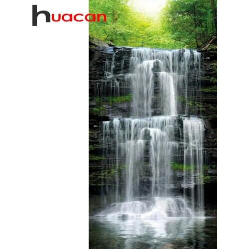 Huacan 5d DIY Diamond Painting Full Square/Round Waterfall Mosaic Diamond Embroidery Beads Set Tree Landscape Modular Picture
