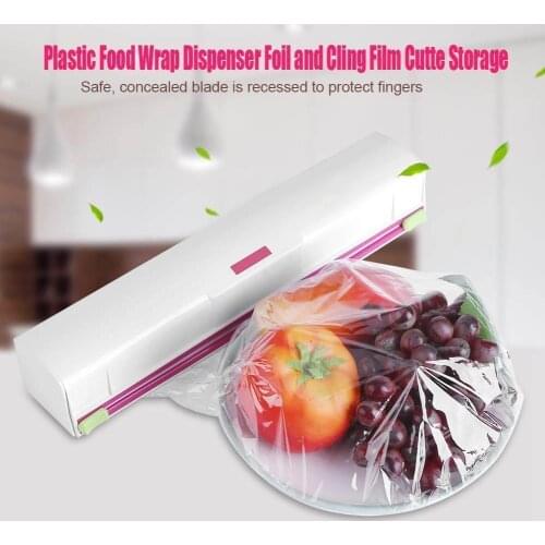 Punch-free Fixing Food Wrap Dispenser Cutter Foil Cling Film Wrap Dispenser Plastic Sharp Cutter Storage Holder Kitchen Tool