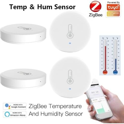 1-4 Pieces Tuya smart Zigbee Temperature Humidity Sensor Battery Powered History Data Storage Work With Alexa Google smart life