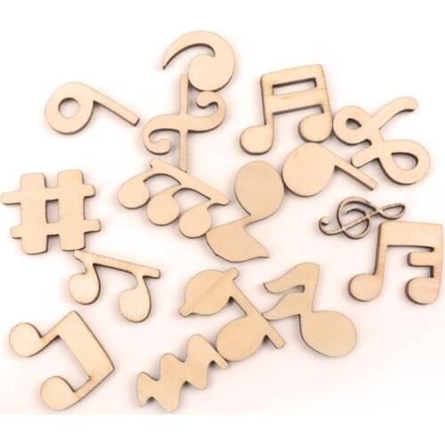 Wooden Musical Note Pattern Garniture HandmadeCrafts Home Decoration Accessories Scrapbooks Children Painting DIY 25-30mm 50pcs