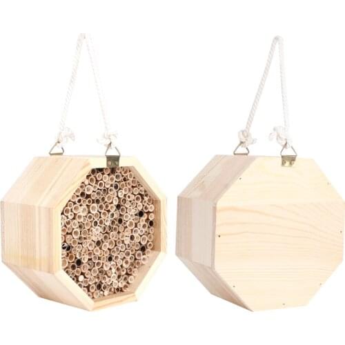 Wooden Bee Insect House Wood Bug Room Hotel Nesting Box for Outdoor Shelter Garden Nests Box Decoration Durable