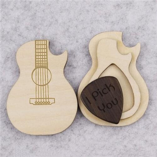 Personalized Custom Engraved Wood Guitar Pick Wooden Plectrum Musician Valentines Day Gift Wooden Box For Gurtar Player Dropship