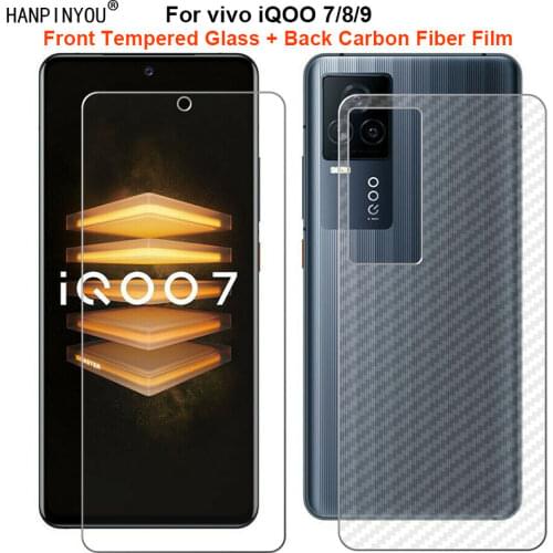 For vivo iQOO 7 iQOO7 6.62" 1 Set = Soft Back Carbon Fiber Film + Premium Tempered Glass Front Screen Protector