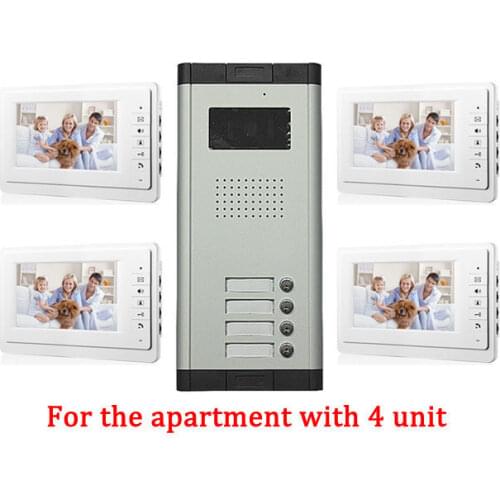 Apartment 4 Unit Intercom Entry System Wired Video Door Phone Audio Visual IR Camera doorphone monitor Speakerphone intercom