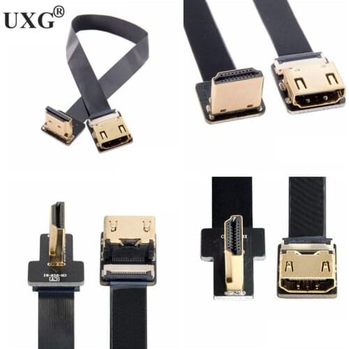 FPV Micro Mini HDMI-Plug 90 Degree Connector FPC Flexible Flat HD Ribbon Cable FFC Pitch 20pin For Drone Gopro DSLR Gimbal Kit