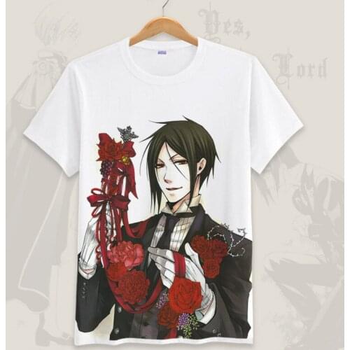 Black Butler Cosplay T Shirt Sebastian Michaelis Ciel Phantomhive Summer T-Shirt Anime Cartoon Top Tee Halloween Cosplay Costume