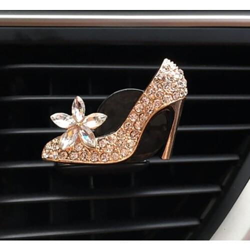 Crystal High Heel Car Decoration Air Freshener For Auto Outlet Perfume Clip Car Scent Diffuser Bling Car Accessories Girls Women