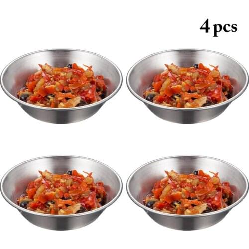 Kapmore 4Pcs/Set Food Grade Stainless Steel Sauce Dishes Round Seasoning Dishes Saucer Plates Kitchen Tableware Accessories