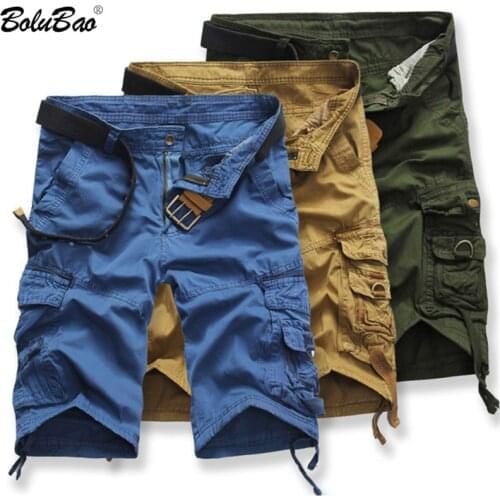 BOLUBAO Summer New Mens Overalls Straight Casual Cargo Shorts Mens Multi-Pocket Loose Five-Point Shorts Male