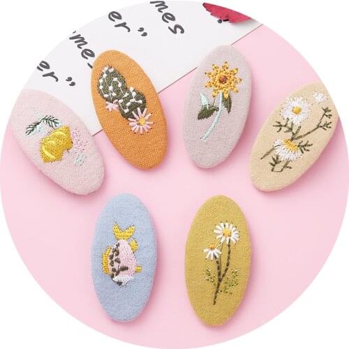 Korean Simple Embroidery BB Clip Headband For Children Sweet Girl Childrens Hairpins Baby Hair Clips Baby Girl Hair Accessories