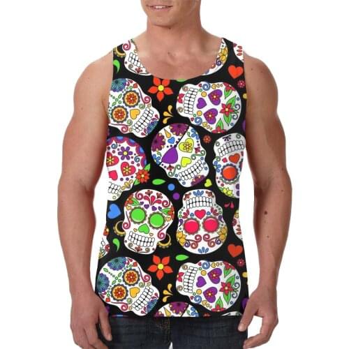 Sugar Skull Gym Tank Top Men Fitness Clothing Mens Bodybuilding Tank Tops Summer Gym Clothing for Male Sleeveless Vest Shirts