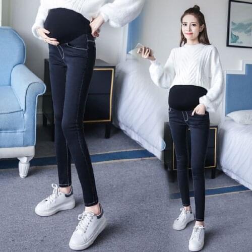 New Slim Pencil Pants Lifting Belly Pregnancy Maternity Trousers Feet Wearing Jeans Trousers