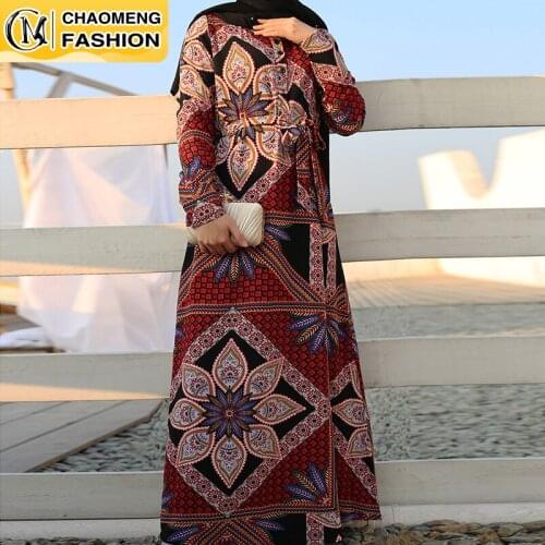 New Design Arrival Arabic Plus Size Print Max Muslim Fashion Women Modest Dresses Turkish Islamic Clothing Kaftan Dubai Abaya