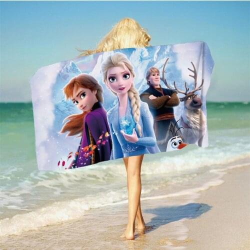 Disney Frozen Beach Towel Aisha and Anna Bath Towel Polyester Fiber Cleaning Bath Towels Bathroom for Girls Gifts
