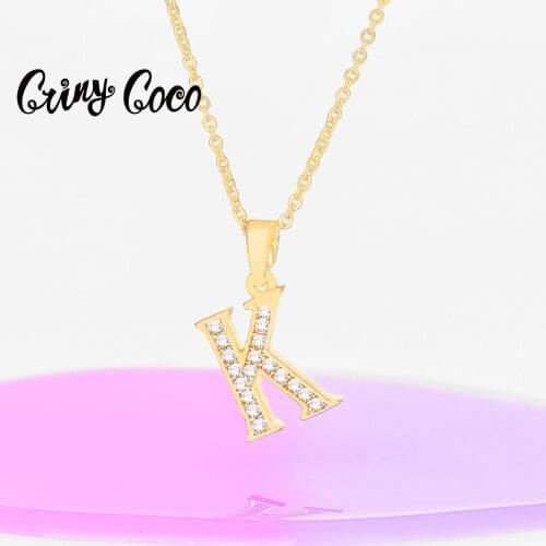 Gold Plated Cubic Zirconia Initials K Letter Pendants Necklaces Family Jewelry Gift 2020 New Arrival Chain Choker Necklace Girls