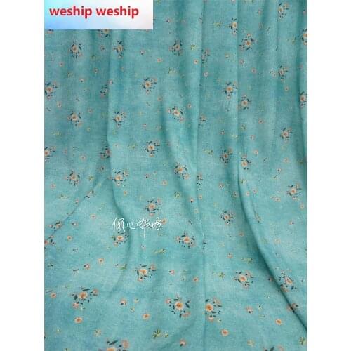 Twill cotton bluey-green colour Satin silk fabric Satin de soie Satén шелк hanfu cloth DIY patchworkbag