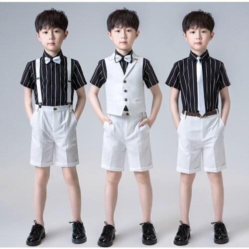 Stage Performance Teen Boys Costumes England Style Formal Kids Suits Set Singer Host Wedding Children Dress Outfits 24M-13T