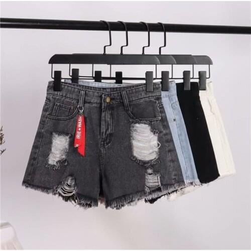 High Waist Denim Shorts Women Summer Plus Size Pocket Tassel Hole Ripped jeans Short Female Femme Short Pants Women Shorts