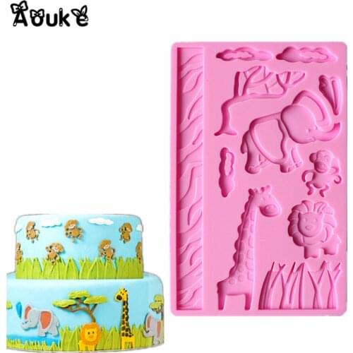 Animal World 3D Shape Embossed Silicone Mold Cupcake Fondant Molds Chocolate Pastry Mould DIY Cake Decoration Baking Tools A113