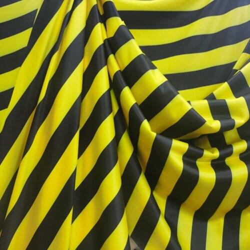 Black Yellow Stripes Fabric 4 Side Stretch Swimwear Micro Fiber Latin Dance Knitted Fabric DIY Sewing Stage Tights Sportwear