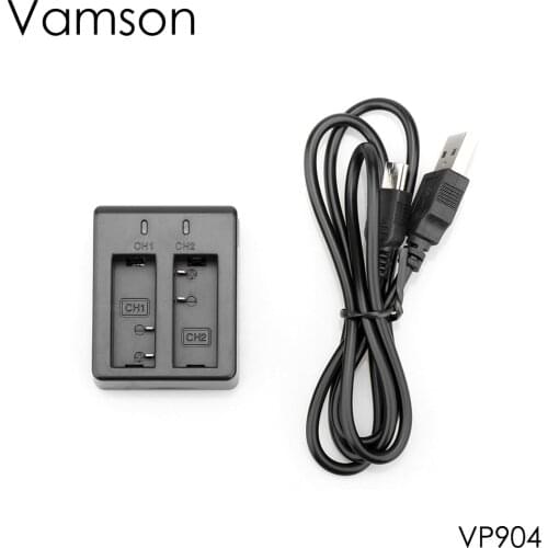 Vamson For SJ4000 Sport Camera Accessories Double Charger with USB Port Can Charge 2pcs Li-ion Battery VP904