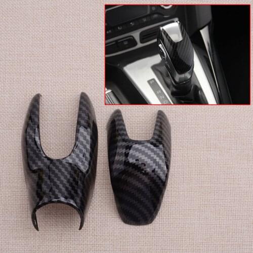 2Pcs ABS Carbon Fiber Style Inner Gear Shift Knob Cover Trim Fit for Ford Focus 2012 2013 2014 2015 2016 2017 2018 AT