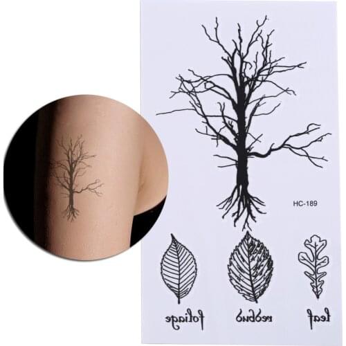 Waterproof Temporary Tattoo Sticker Fake Leave Tattoo Stickers Vintage Black Tree Design Arm Leg Body Art Make Up Tools
