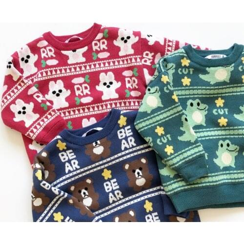 Tonytaobaby Childrens Wear Winter Boys and Girls Plush Thick Lovely Rabbit Bear Animal Cotton Knitted Sweater