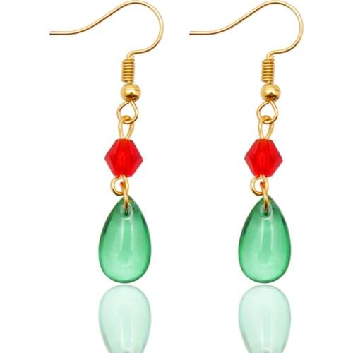 2021 Fashion Elegant Crystal Earring For Women Howls Moving Castle Howl Earrings Red Beads Drop Earrings Christmas Jewelry Gift