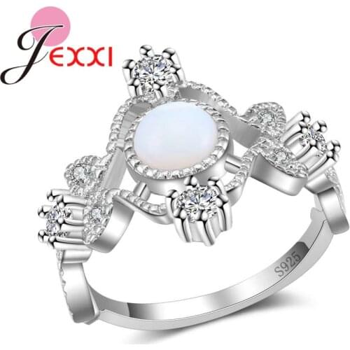 Women Wedding Engagement Finger Jewelry 925 Sterling Silver Prong Setting Opal Ring Wholesale Hot Sale Best Gift For Lover