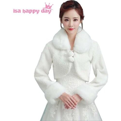 Women Ivory Red Winter Warm Faux Fur Wedding Bridal Shrug Dress Long Sleeve Accessory Cape Lapel Collar Shawl Bolero Coat