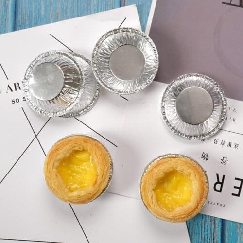 100PCS Round Cookie Egg Tart Baking Mold Tin Foi Fresh Disposable Nonstick Ripple Muffin Pudding Baking Cup Tartlets Pans
