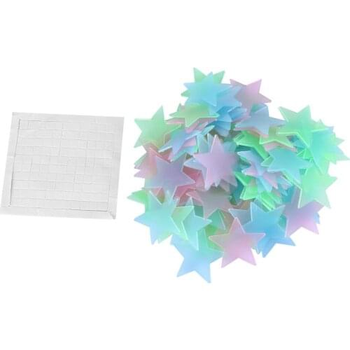 100PCS/Bag 3D Star Wall Stickers Mixed Color Luminous Fluorescent DIY Wall Stickers Baby Bedroom Livingroom Decoration Stickers