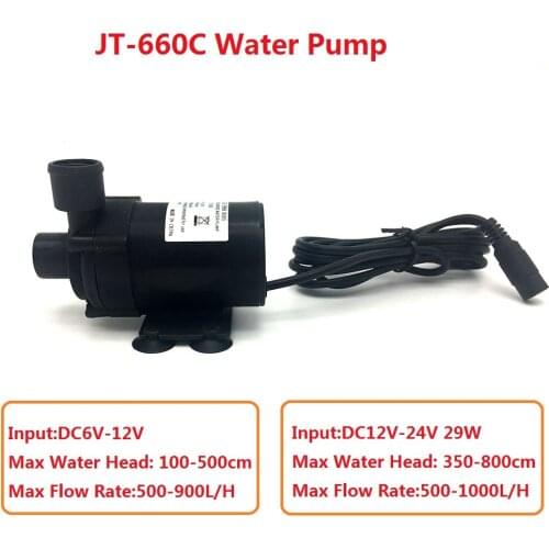 660C Brushless Submersible Water Pump DC12V-24V 29W 500-1000L/H Micro Electric Pump Max Lift 8m