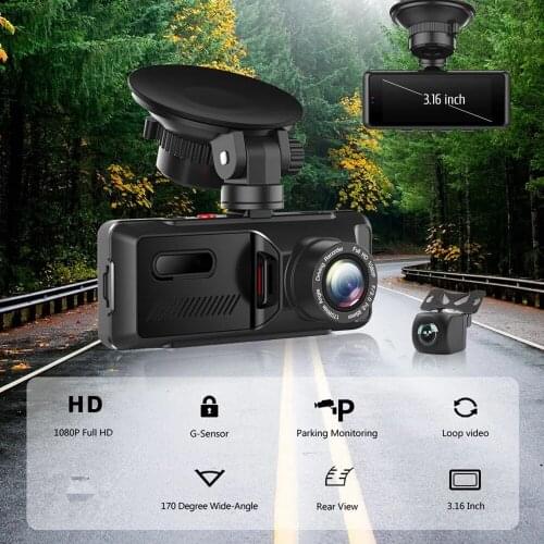 Car DVR 1080P Full HD Dash Cam Dual Lens Rearview Front Back Camera Vehicle Camera Video Recorder Auto Registrar Motion Detector