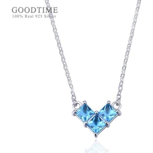 Noble Women Crown Necklace Pendan Pure 925 Sterling Silver Crystal Love Heart Necklace Girl Clavicle Chain Jewelry Accessory