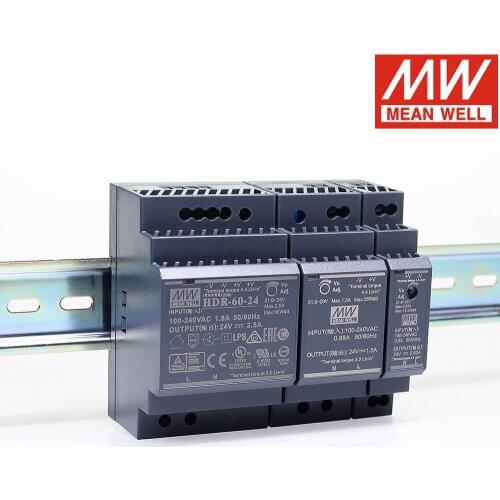 Mean Well HDR-15 30 60 100 150 series 85-264VAC To DC 5V 12V 15V 24V 48V Meanwell Ultra Slim Step Shape DIN Rail Power Supply