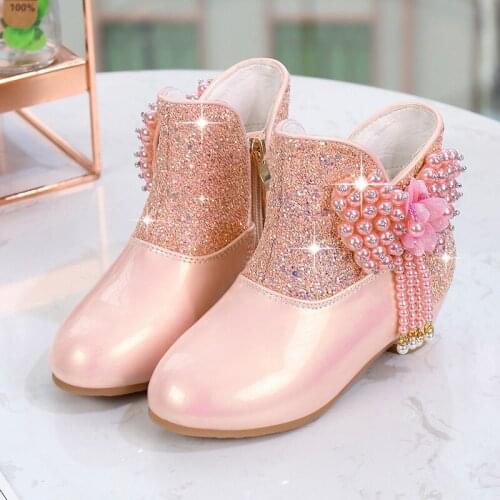 Kids Boots 2021 New Size 27-37 Martin Boots For Girl PU Leather Waterproof Winter Kids Snow Shoes Girls Boots