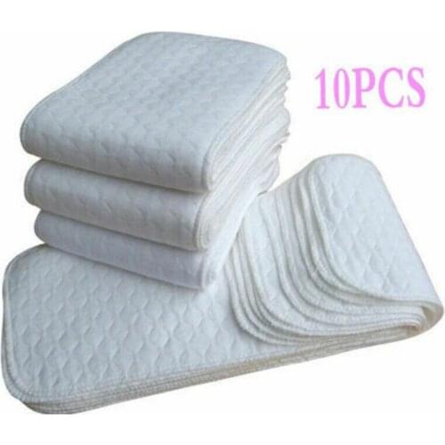 Baby Reusable Cloth Diaper Nappy Liners Insert 3 Layers Cotton Nappy 10 Pcs/lot Washable Eco-friendly Diaper